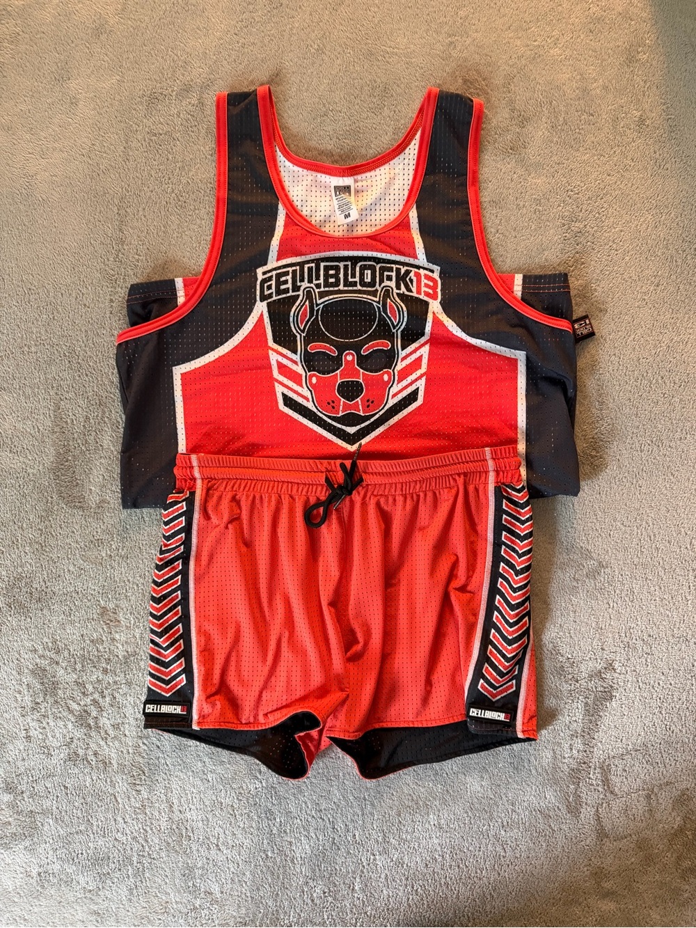Cellblock13 Men’s Orange/Black Athletic Tank & Reversible Shorts